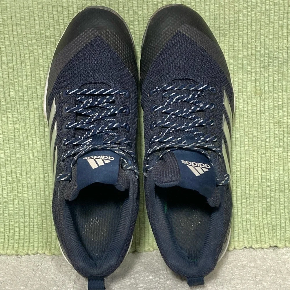 Adidas Poweralley 5 Black/Blue Baseball Athletic Cleats Shoes Mens Size US 10